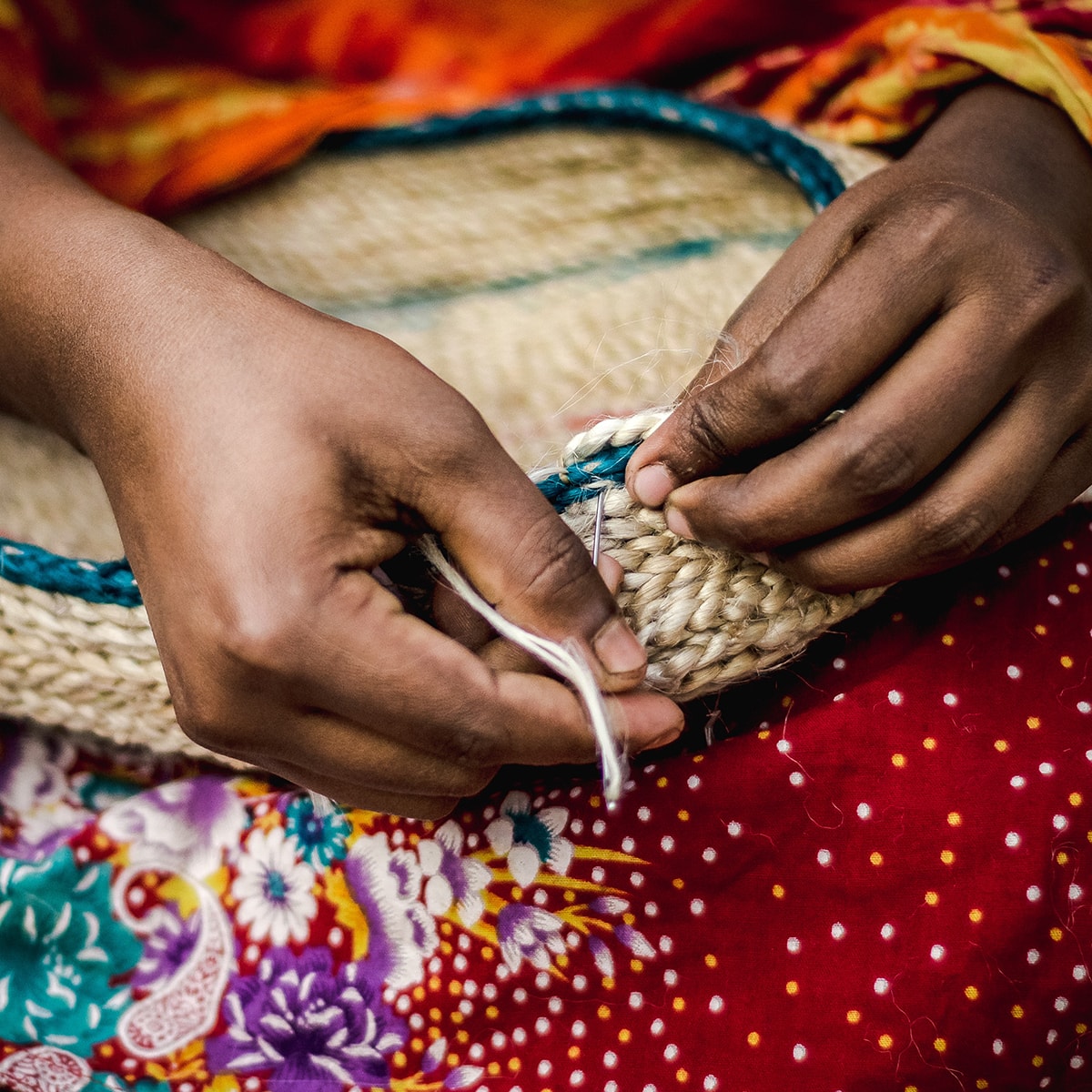 A woman's hands as she is crafting something